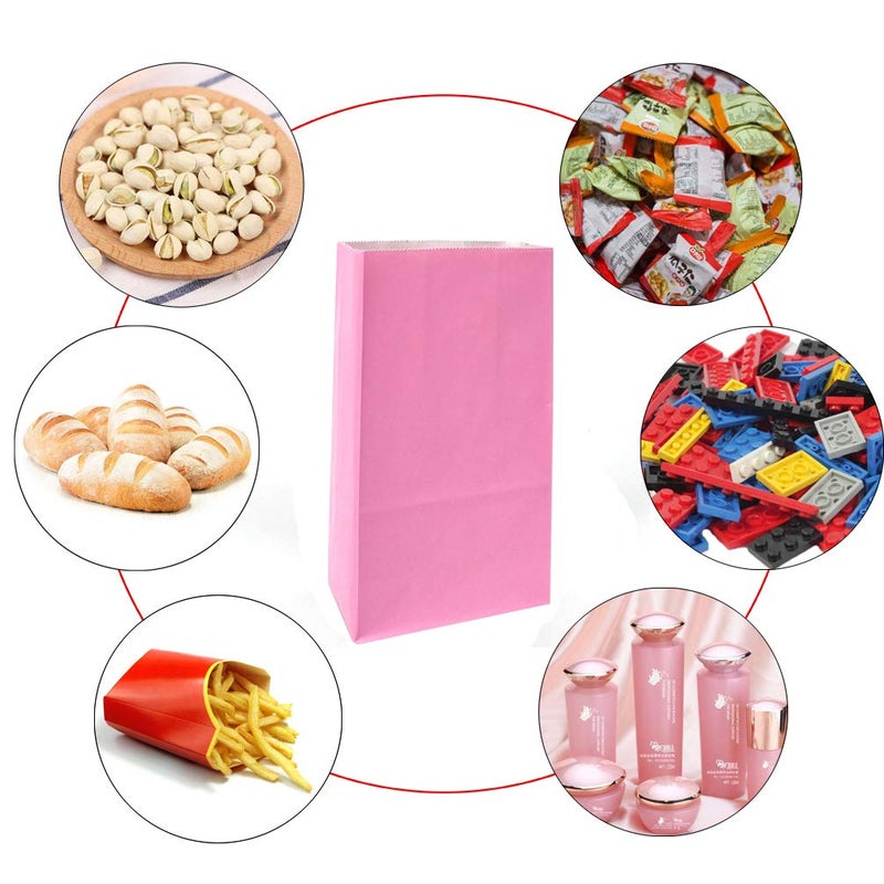 KEYYOOMY Mini Pink Paper Bags Pink Party Goodie Bags Small Party Favor Bag Paper Lunch Bag (100 CT, 3.5 X 2.4 X 7.1 In) - Image 3
